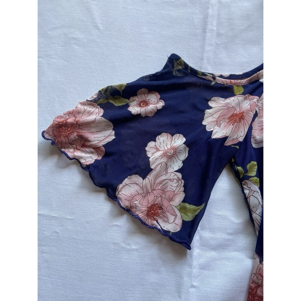 Naïf Open Shoulder Floral Blouse Choker Neck Sz Large Lined Cinched Waist - Picture 5 of 9